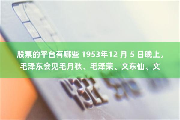 股票的平台有哪些 1953年12 月 5 日晚上，毛泽东会见毛月秋、毛泽荣、文东仙、文
