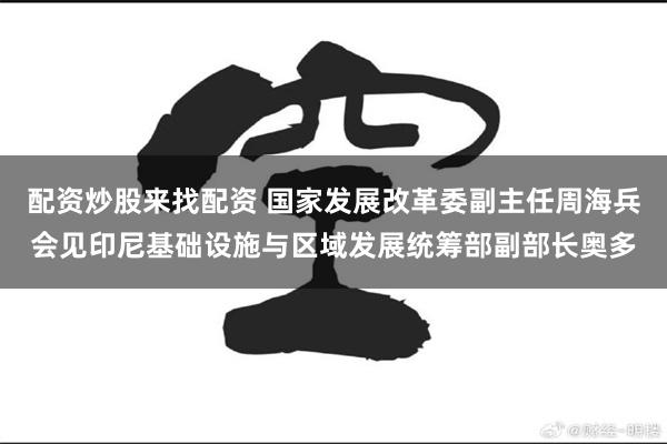配资炒股来找配资 国家发展改革委副主任周海兵会见印尼基础设施与区域发展统筹部副部长奥多