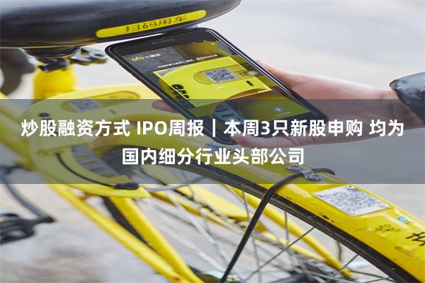 炒股融资方式 IPO周报｜本周3只新股申购 均为国内细分行业头部公司
